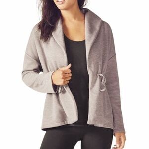 Fabletics Sage Coat Sandstone Terry Fleece Athleisure Cozy Cardigan Size Medium